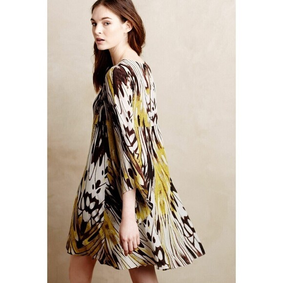 Leifsdottir Anthropologie Womens Size 0 Silk Sarita Swing Dress Cocktail Party - Picture 7 of 8